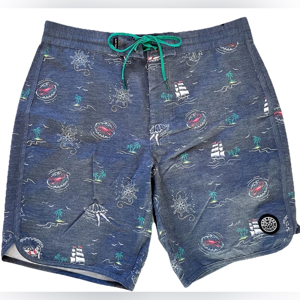 Dark Seas Men's Recycled Boardshorts Southold Navy Size 31 Swim Trunks Nautical